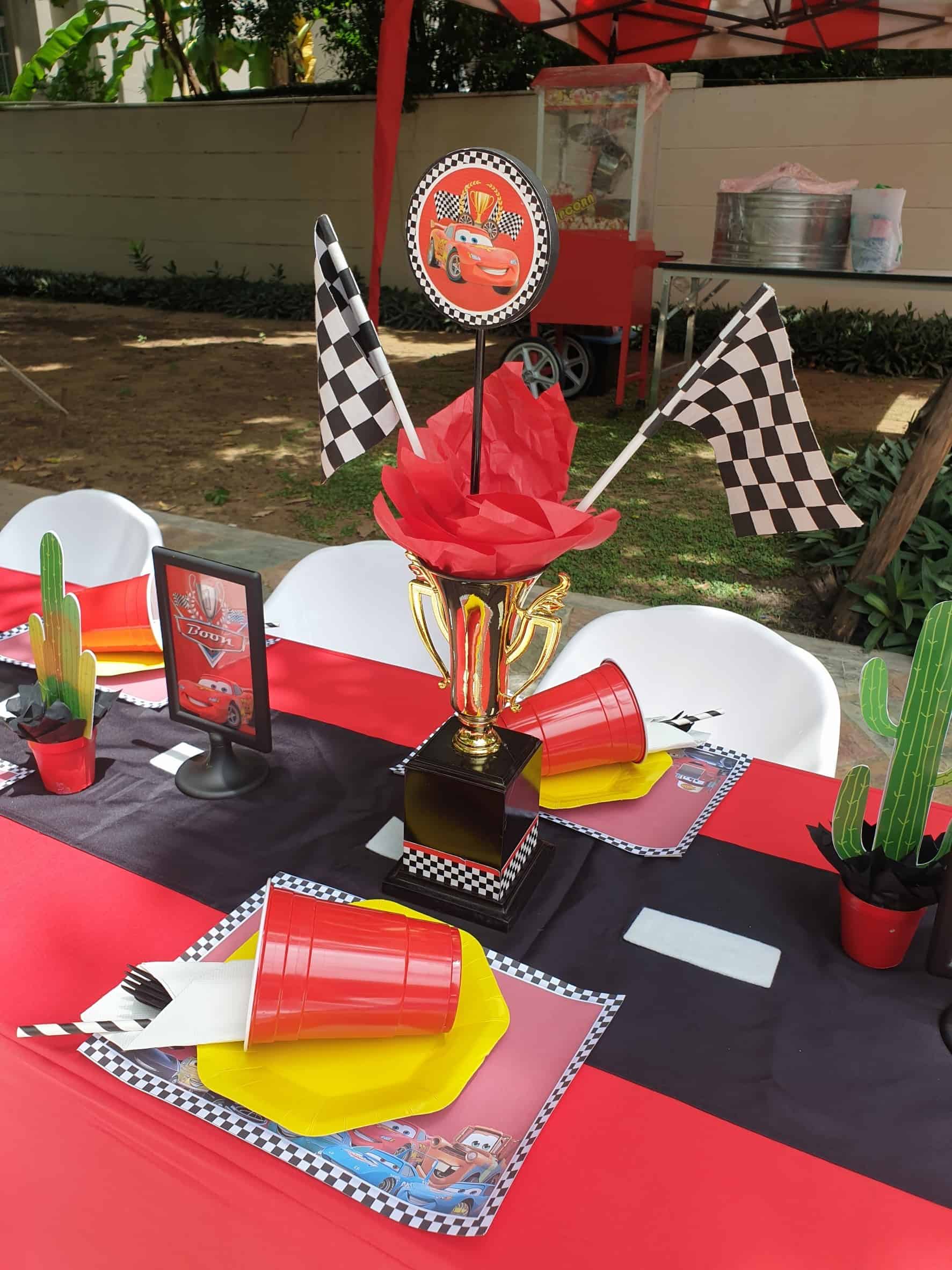 Cars Birthday Party with customized decoration, balloons  and activities - we are the party planner for kids birthday, providing one-stop party service in Bangkok area